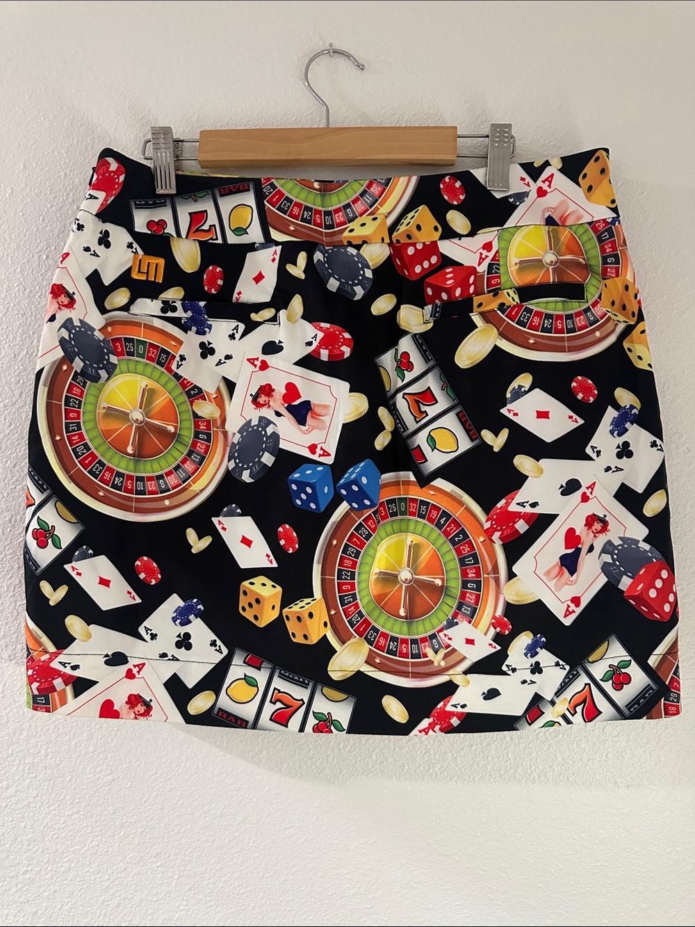 Black Casino-Themed Mini Skirt - Picture 2 of 3